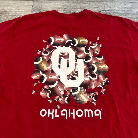 Vintage Starter Oklahoma Sooners Red L‎ Short Sleeve Football T-Shirt 90s y2k - Picture 2 of 10